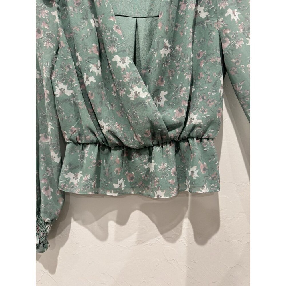 Wayf Floral Long Sleeve Top Green Size XS - Picture 8 of 9